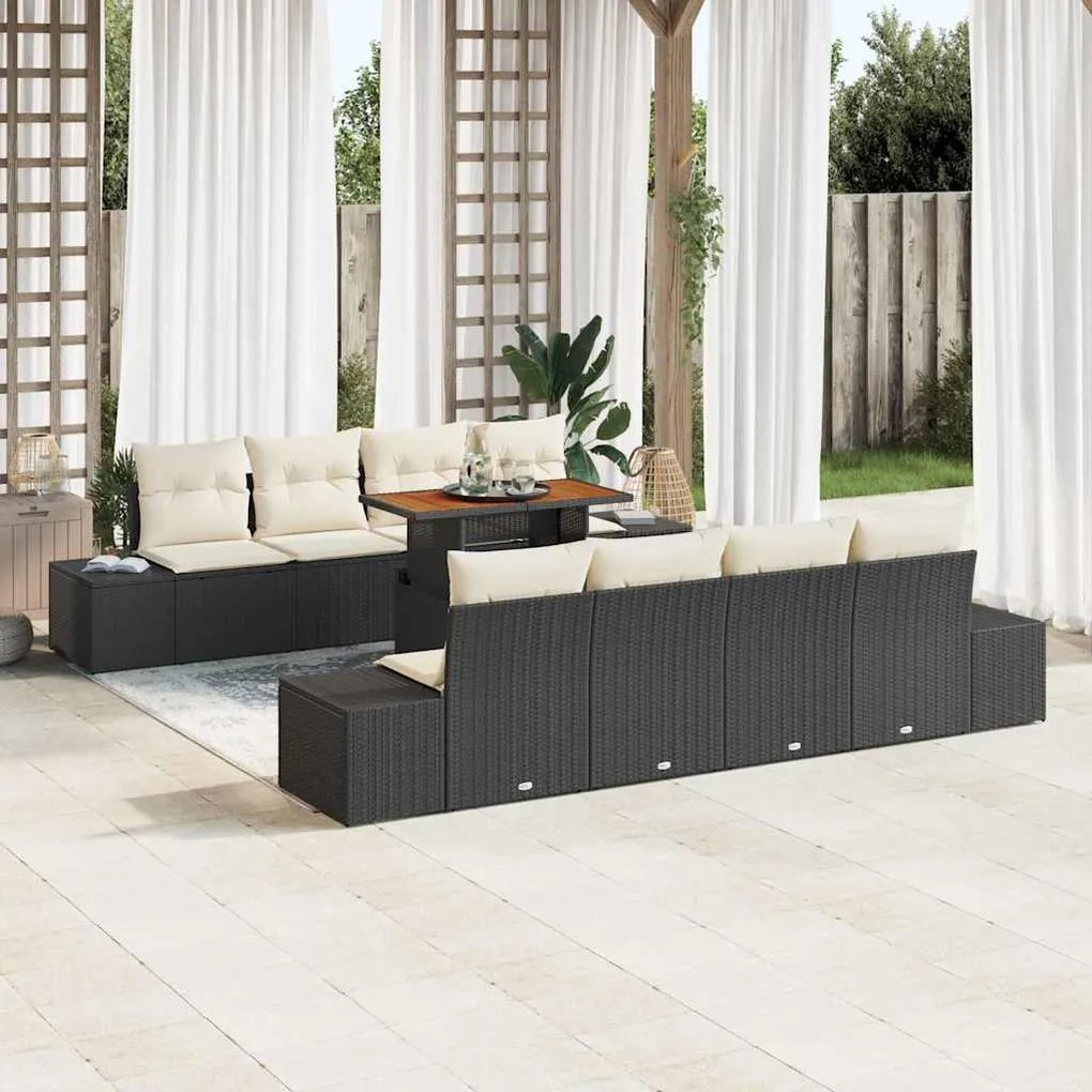 Conjunto de Sofás de Jardim 7 Peças com Almofadas em Rattan Sintético