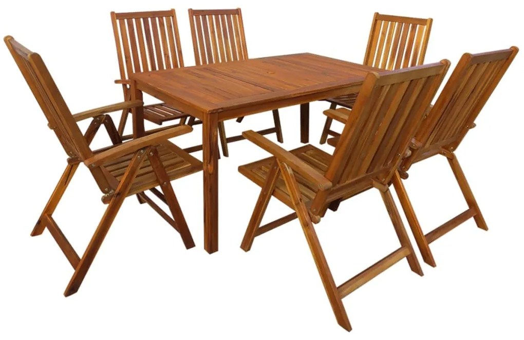 42611 vidaXL 7 pcs conjunto de jantar exterior madeira acácia maciça