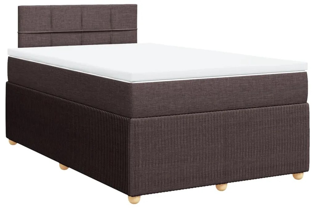 Cama boxspring com colchão 120x190 cm tecido castanho-escuro