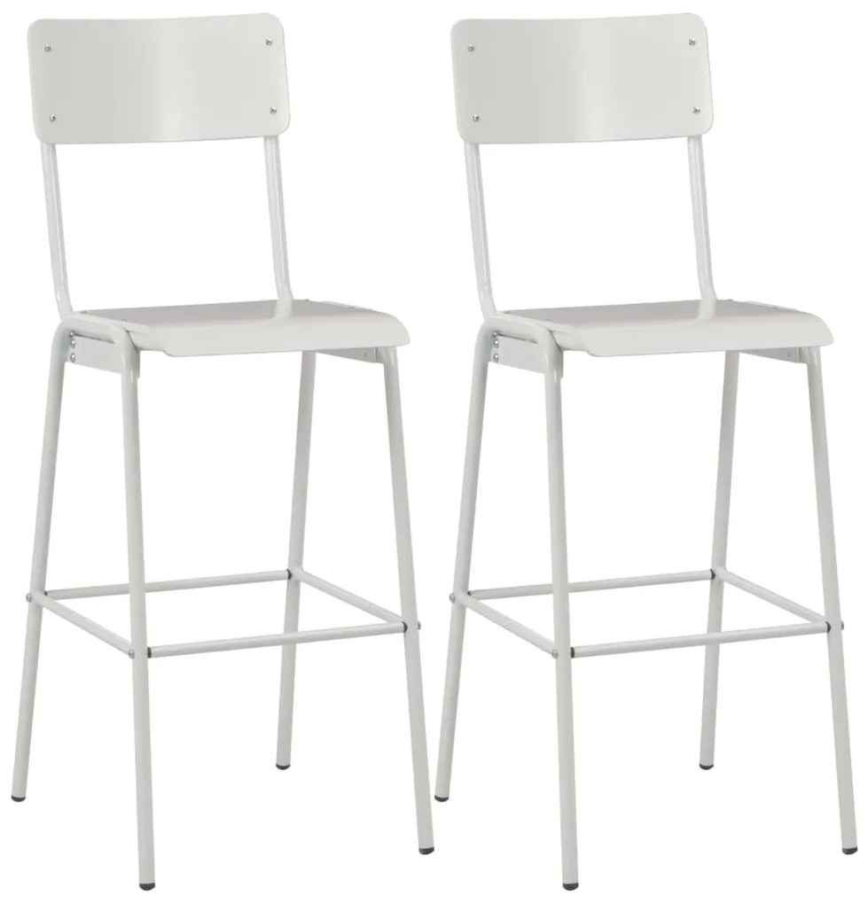 vidaXL Cadeiras de bar 2 pcs contraplacado maciço e aço branco