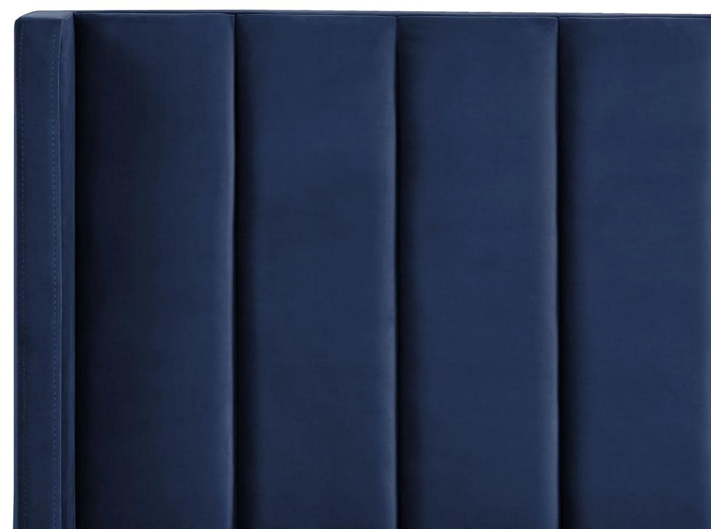 Cama de casal em veludo azul marinho 140 x 200 cm VILLETTE Beliani