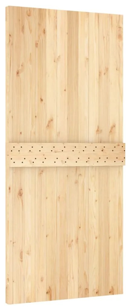 Porta de correr com ferragens 95x210 cm madeira de pinho maciça