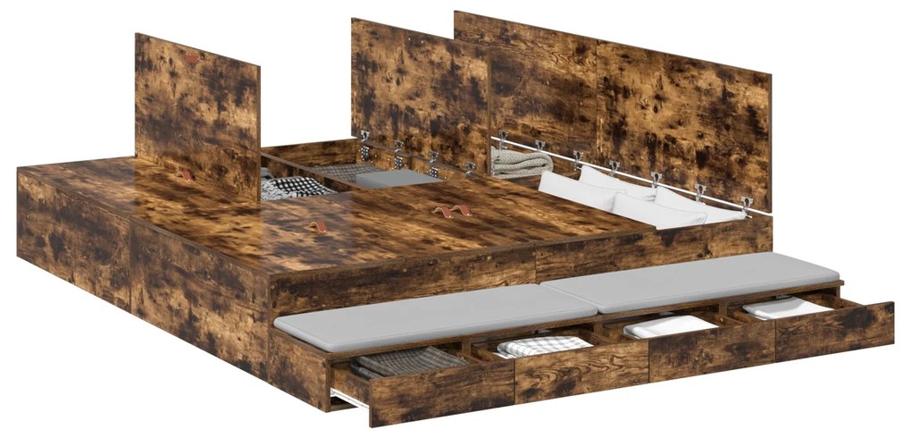 Estrado de Cama Carvalho Defumado 200x200 cm