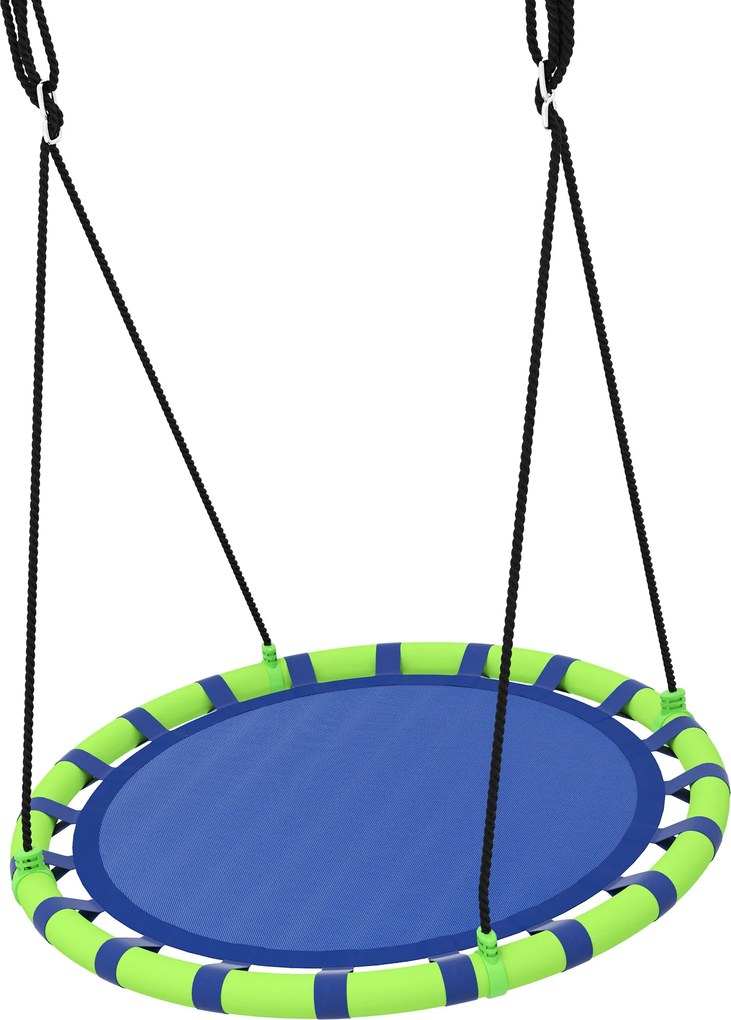 Baloiço para Crianças Redondo Baloiço de Jardim Infantil Ajustável Impermeável Carga 150kg Ø100x180 cm Preto e Azul