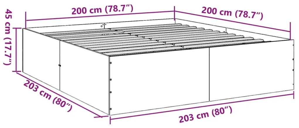 Estrutura de cama 200x200 cm derivados de madeira branco