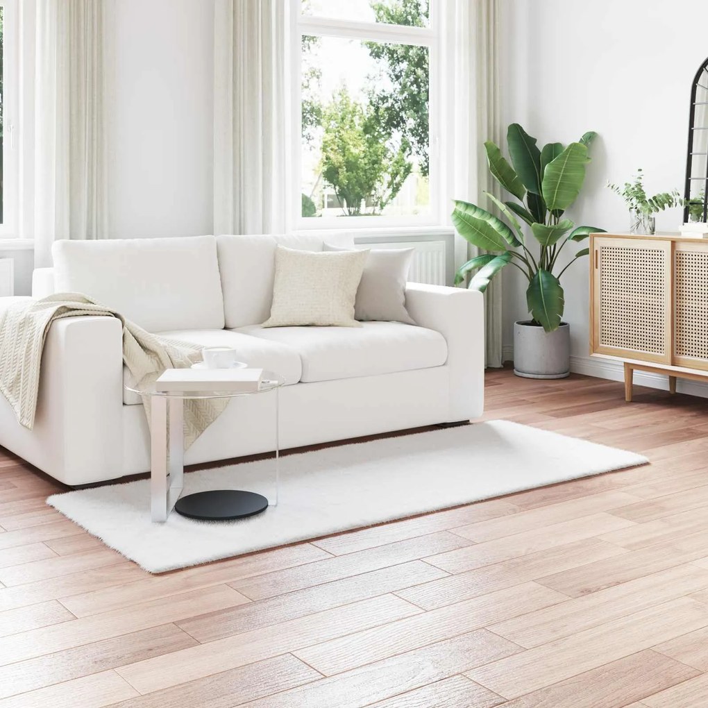 vidaXL Tapete de Pelo Sintético de Coelho Olite Branco 80 x 200 cm