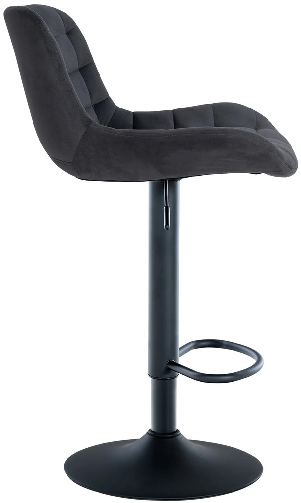 Banco de bar Tover em veludo e com estrutura preta 48 x 81-105 x 54 cm Preto