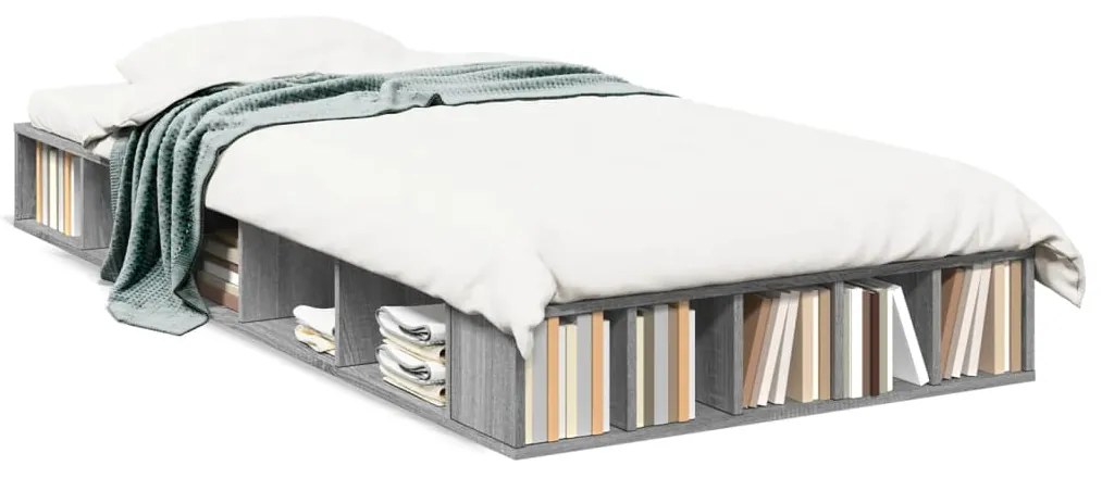 Estrutura cama 100x200 cm derivados de madeira cinzento sonoma