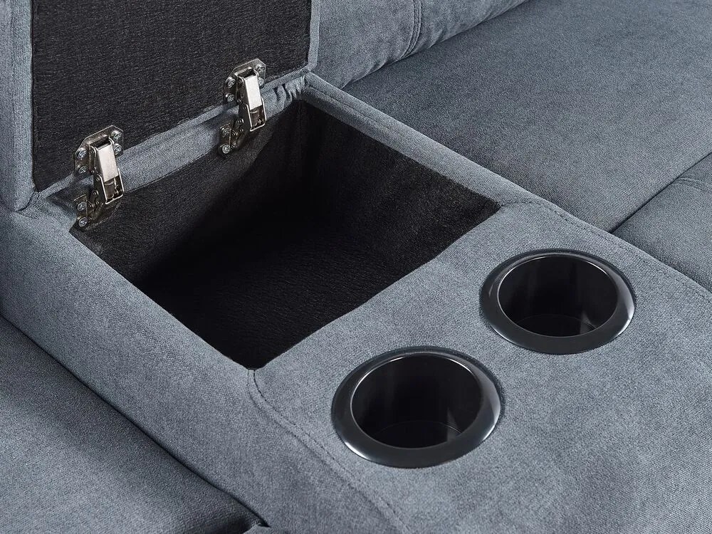 Sofá de canto reclinável elétrico e porta USB em tecido cinzento escuro ROKKE Beliani
