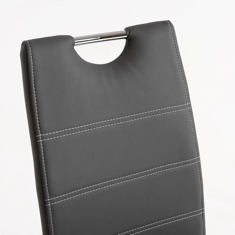 Conjunto de 2 Cadeiras Halley Cantilever em Couro Artificial Cinzento