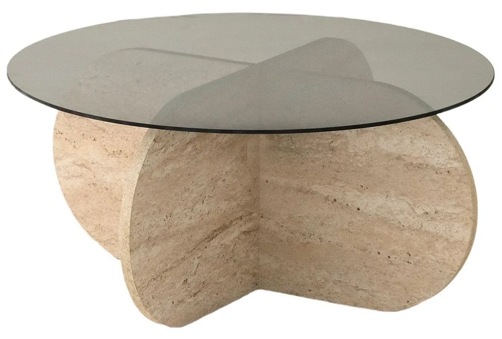 Mesa de Café Bubble – Travertino Fumado – Diâmetro: 75cm, Altura: 35cm