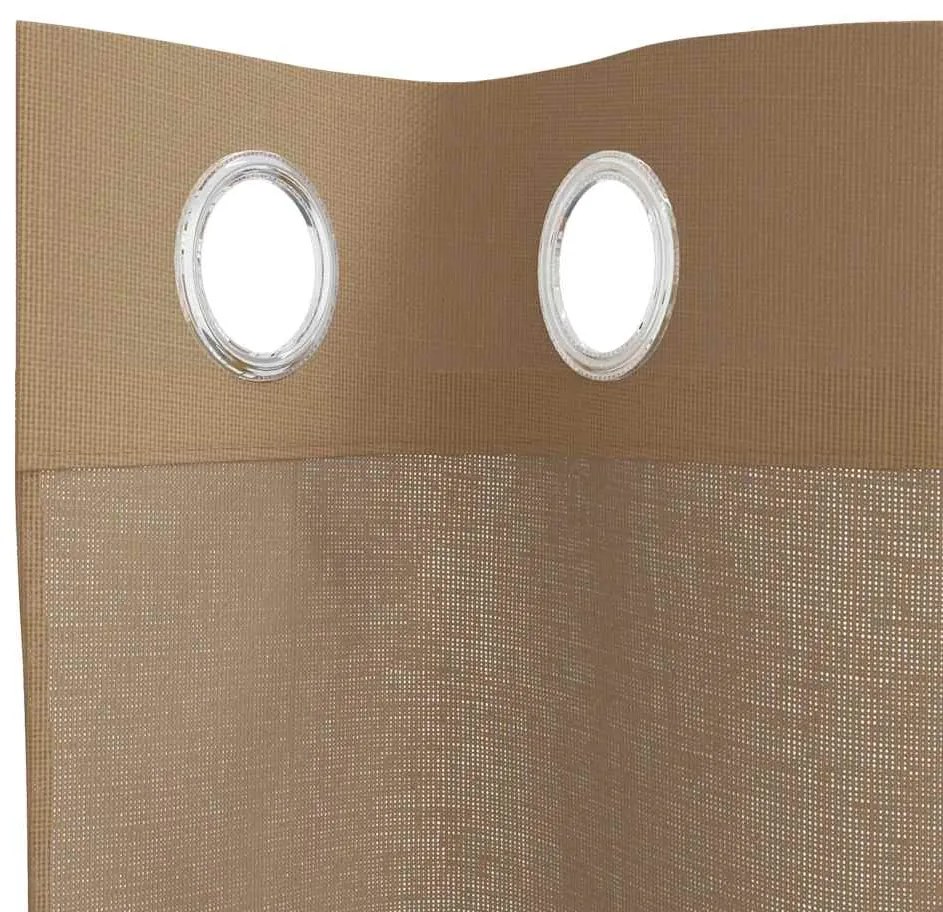 Cortinas de voile com ilhós 2 pcs castanho-claro