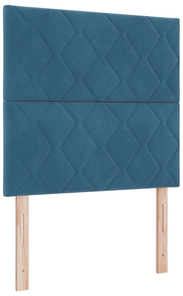 Cama Box Spring vidaXL com Colchão Azul Escuro Banqueta Veludo
