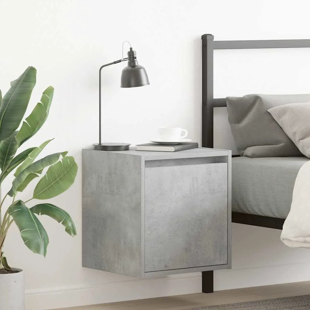vidaXL Mesa de cabeceira de parede 38x34x40 cm cinza cimento