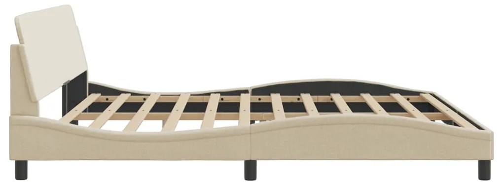 Estrutura de cama sem colchão 200x200 cm tecido cor creme