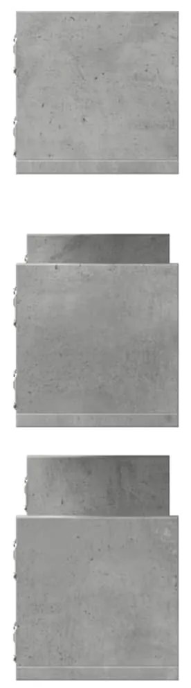 Prateleiras de parede 3 pcs derivados de madeira cinza cimento