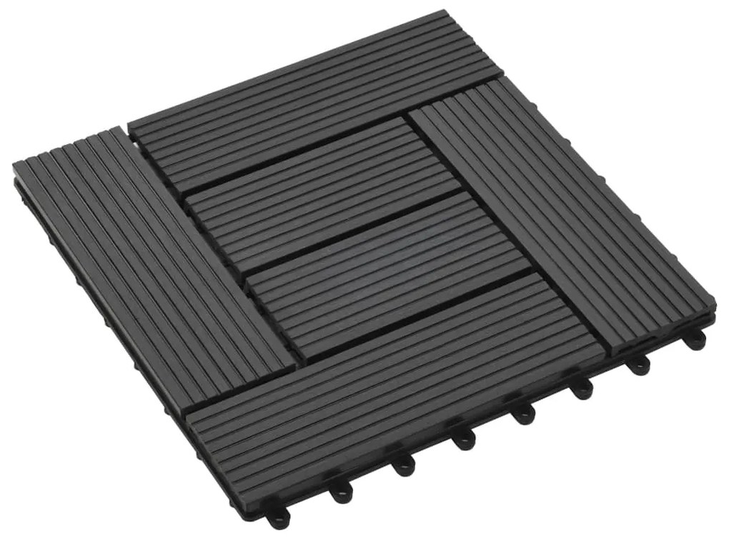 Ladrilhos de pavimento 11 pcs WPC 1m² 30x30 cm preto