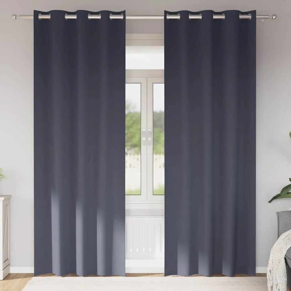 vidaXL Cortinas Blackout com Argolas 2 pcs Antracite 225 x 140 cm