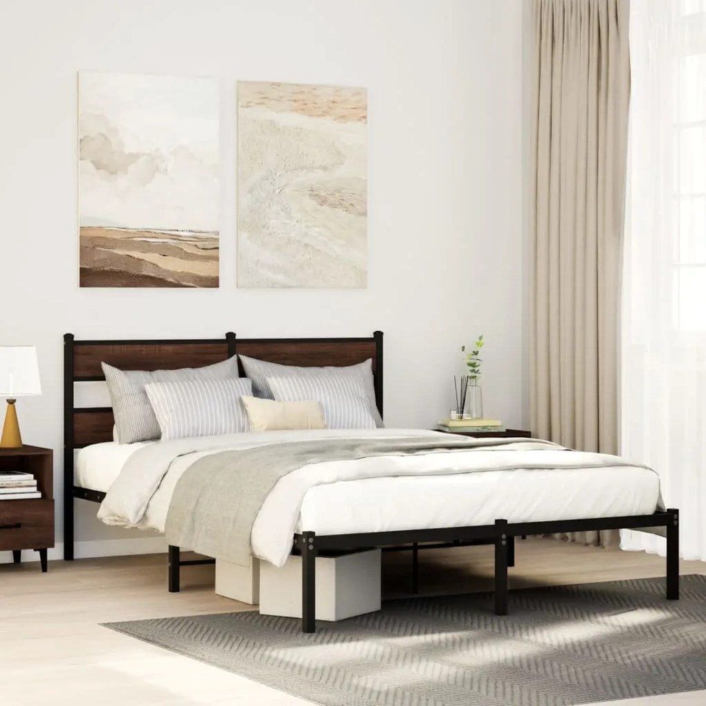 vidaXL Cama sem colchão com cabeceira 160x200 cm carvalho castanho
