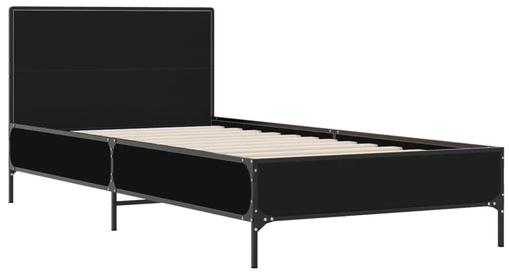 Estrutura de cama 90x200 cm derivados de madeira/metal preto