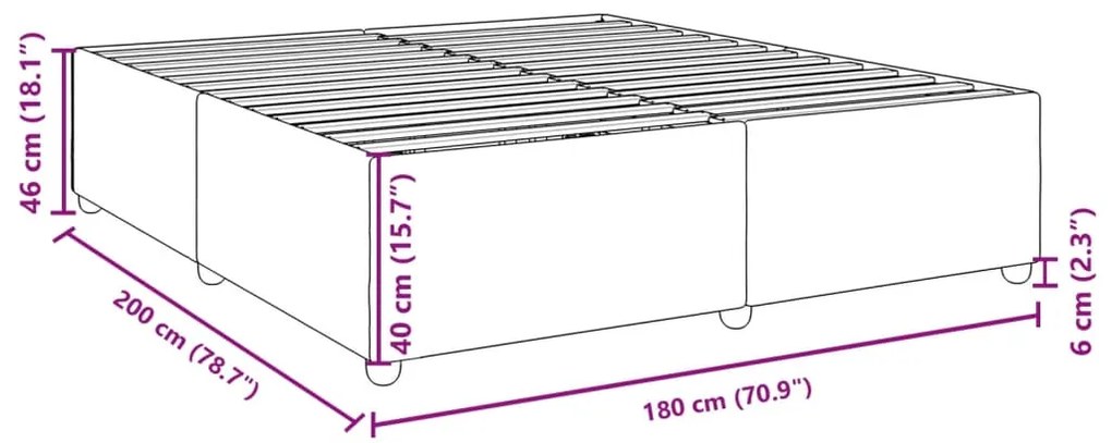 Estrutura de cama sem colchão 180x200 cm tecido cinzento-escuro