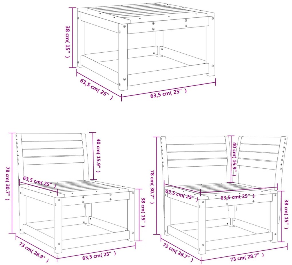 6 pcs conjunto sofás de jardim madeira de pinho castanho cera