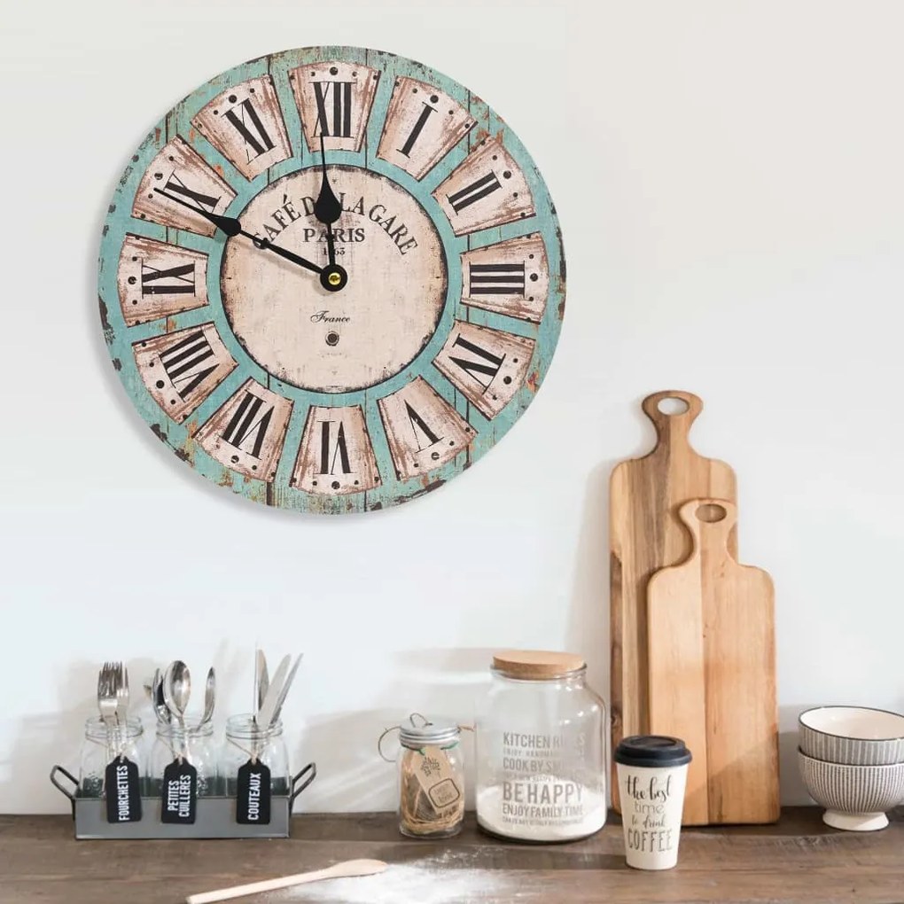 vidaXL Relógio de parede 30 cm MDF multicor