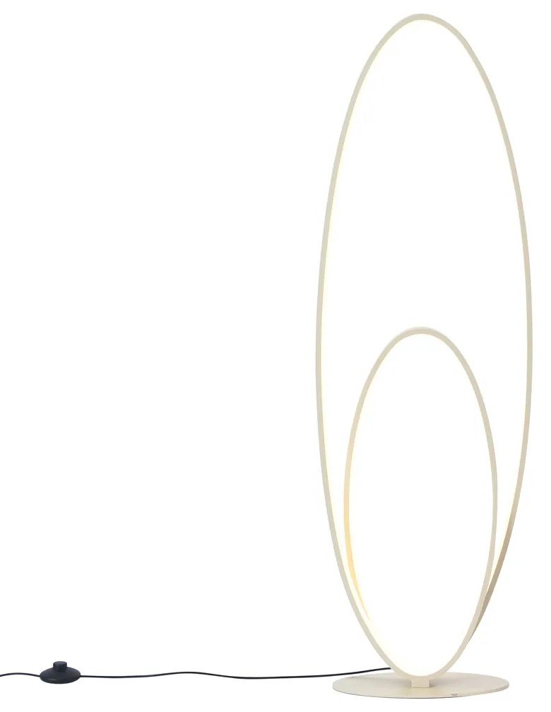 Candeeiro de pé de design bege com LED regulável em 3 níveis - Boomerang Design