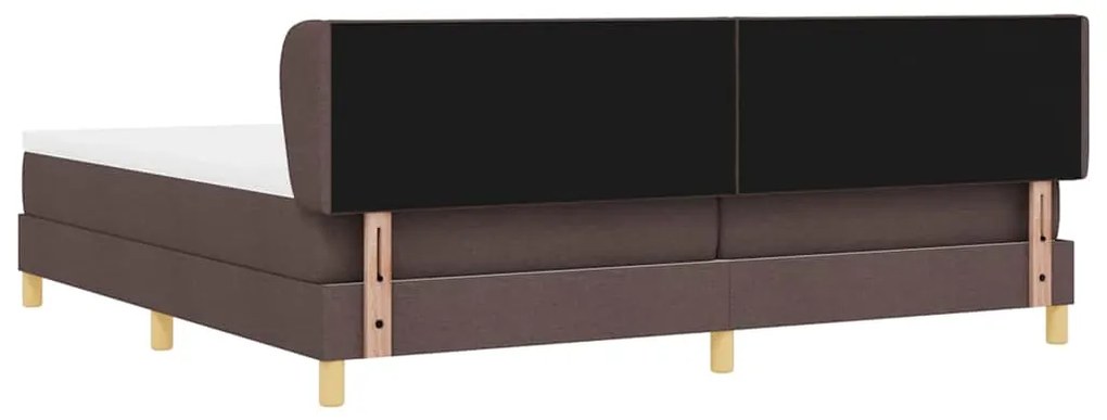 Cama Box Spring vidaXL com Colchão Castanho Escuro 200x200 cm Tecido