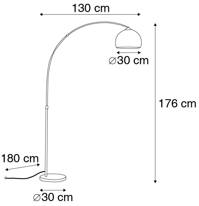 Candeeiro de arco moderno em cobre com cúpula branca - Arc Basic Country / Rústico,Moderno