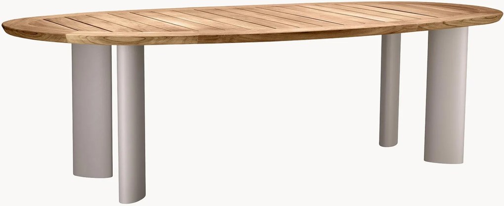 Mesa de jantar oval para jardim com tampo em madeira de teca Free From