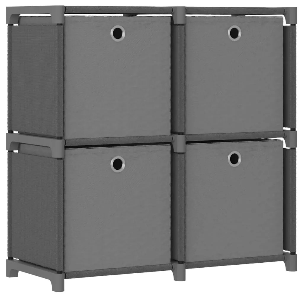 Unidade prateleiras 4 cubos c/ caixas 69x30x72,5cm tecido cinza