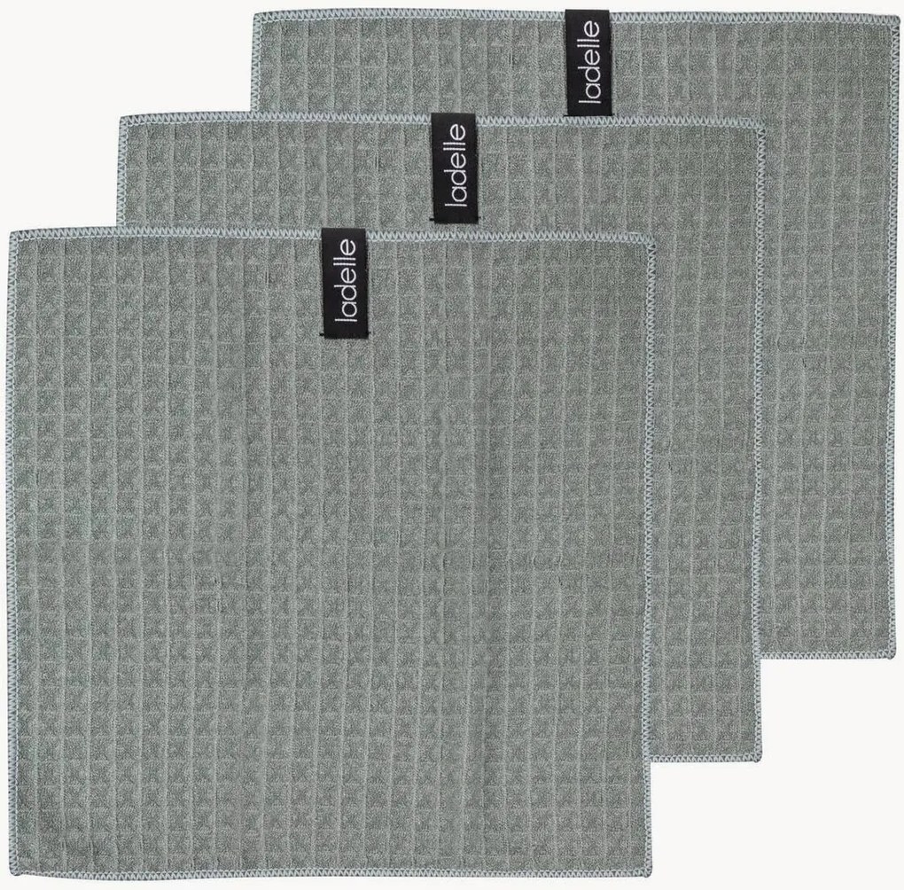 Panos de cozinha com textura de favo de mel Grey, conjunto de 3