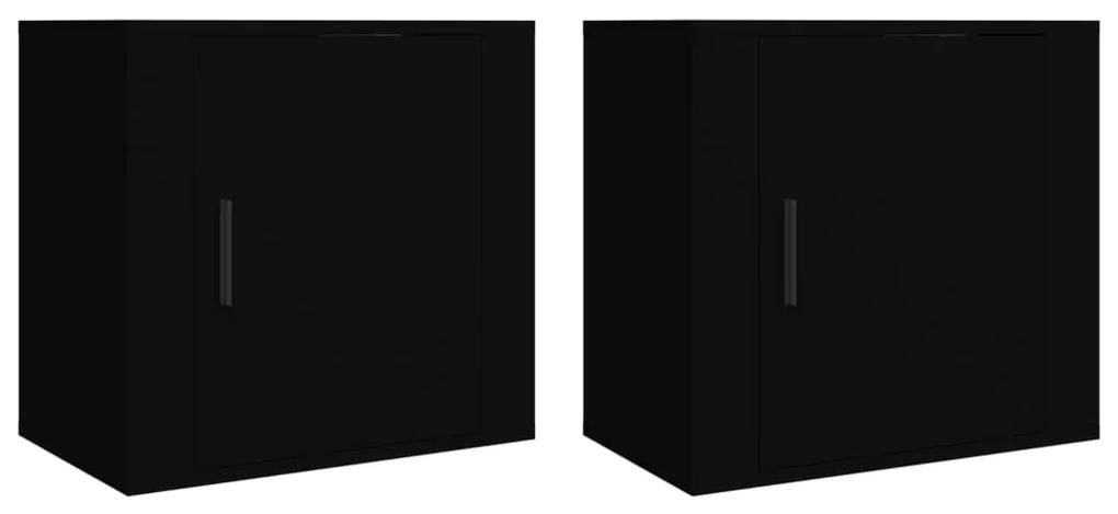Mesas de cabeceira de parede 2 pcs 50x30x47 cm preto