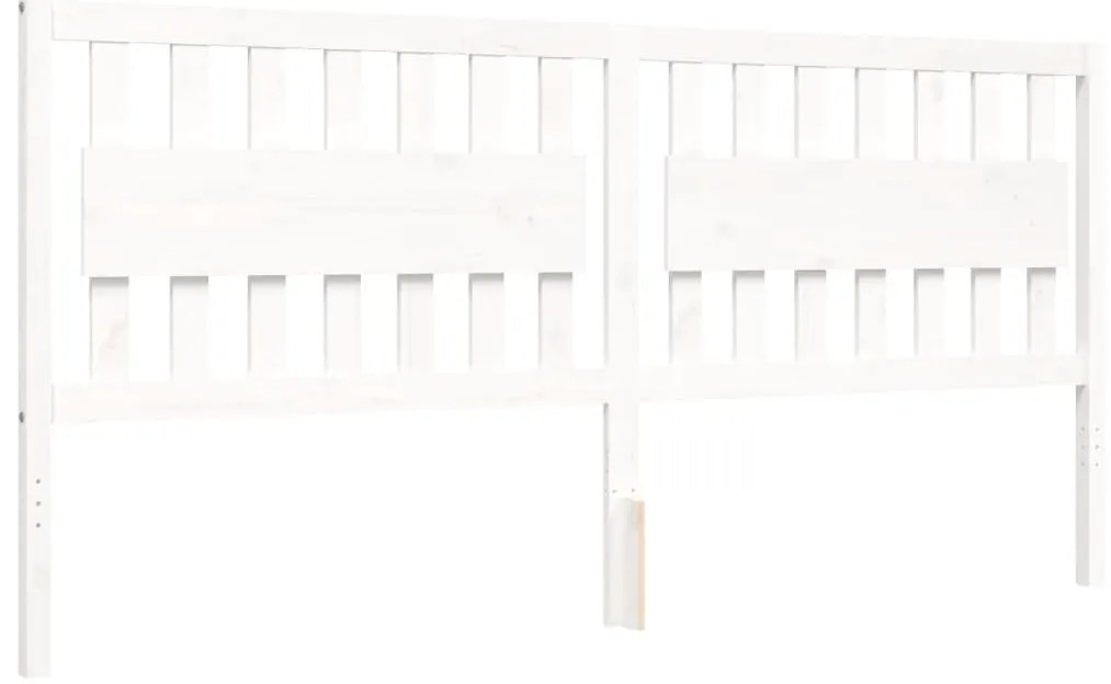 Estrutura de cama com cabeceira 200x200cm madeira maciça branco