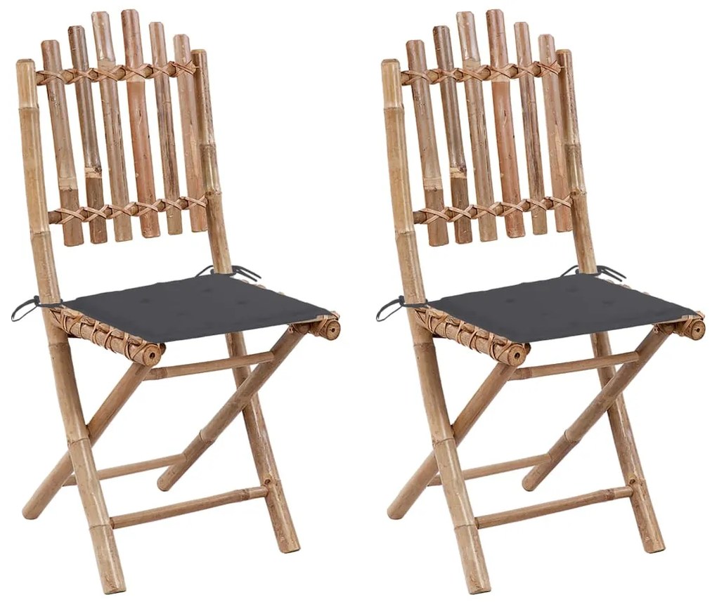 vidaXL Cadeiras de jardim dobráveis c/ almofadões 2 pcs bambu