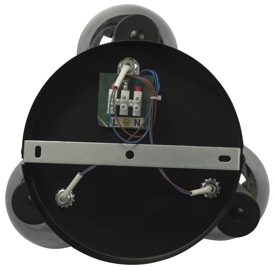 Candeeiro de teto inteligente preto com vidro fumê incl. 3 Wifi P45 - Vidro