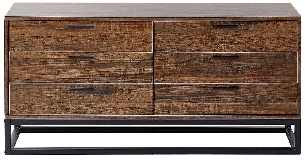 Cómoda com 6 gavetas cor de madeira escura DELTA Beliani