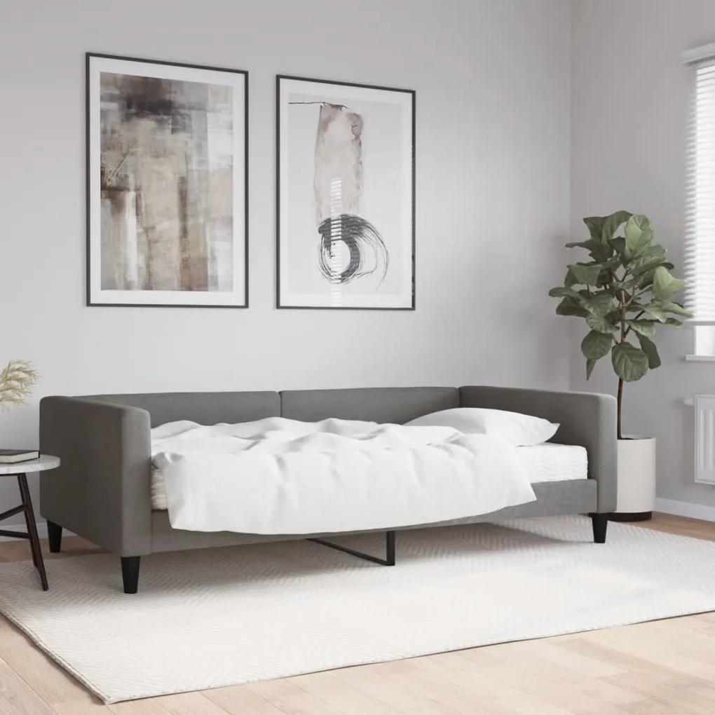 3196566 vidaXL Sofá-cama com colchão 100x200 cm tecido cinzento-escuro