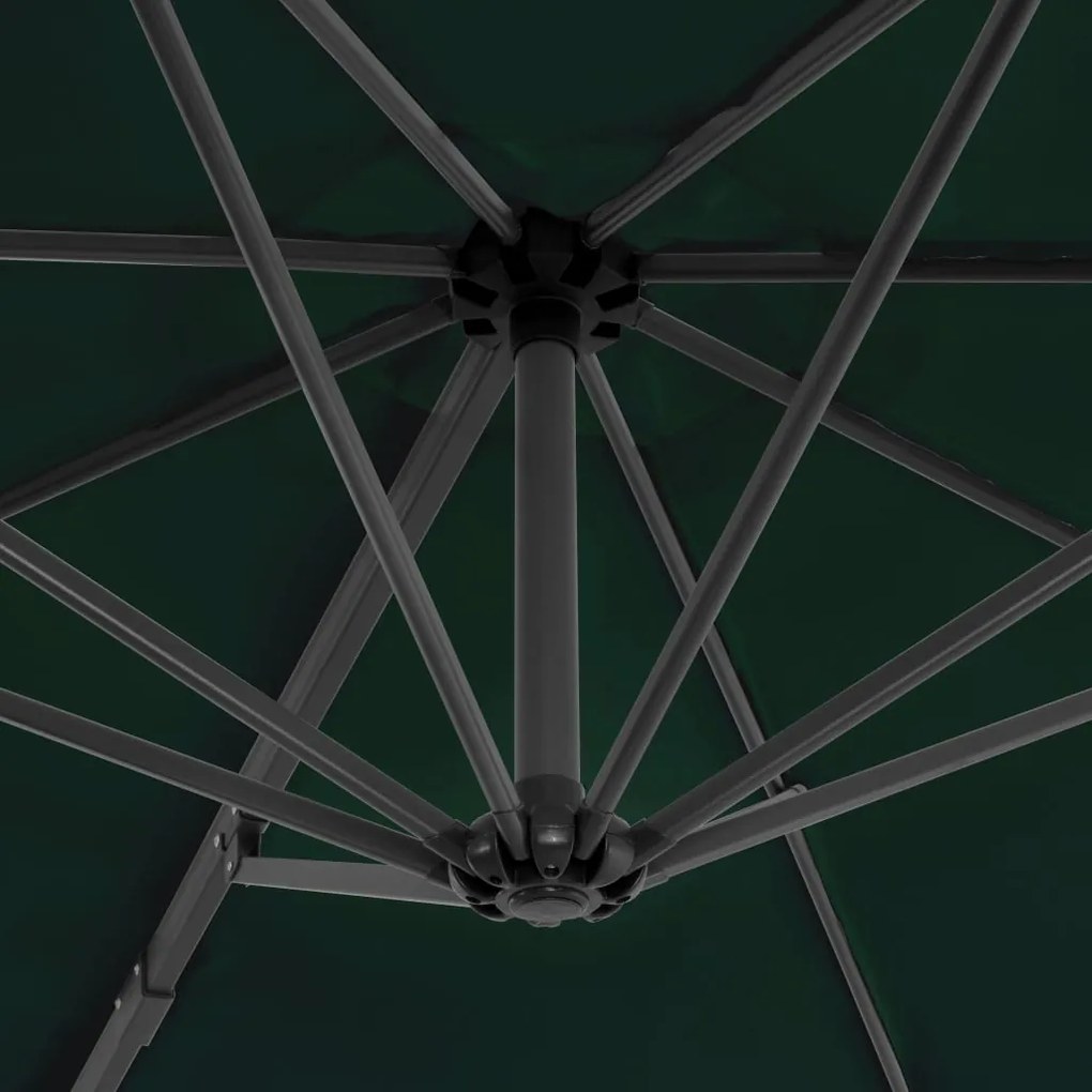 Guarda-sol de jardim cantilever com poste alumínio 300 cm verde