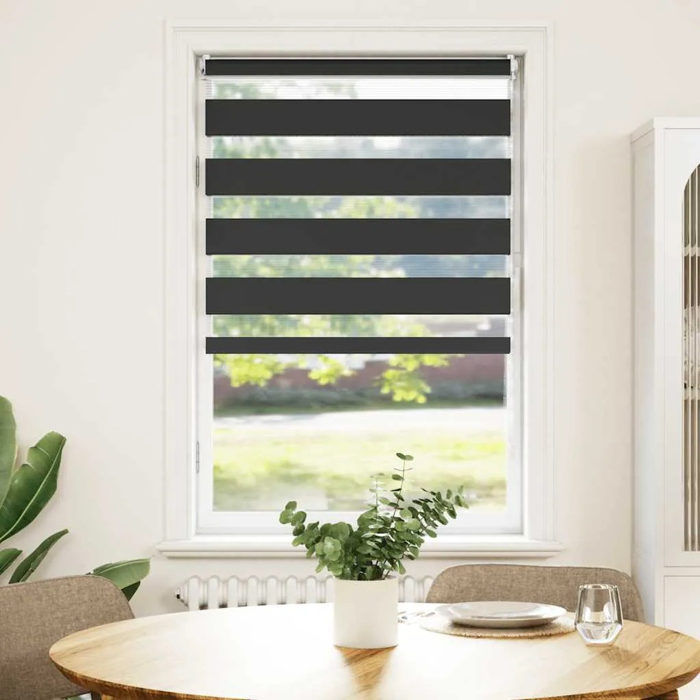Estore de rolo 90 x 150 cm, linhas de zebra / Preto