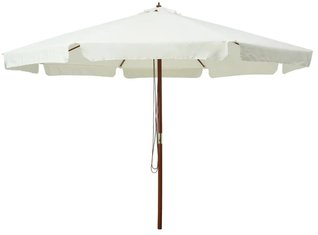 vidaXL Guarda-sol de exterior com poste em madeira 330 cm branco areia