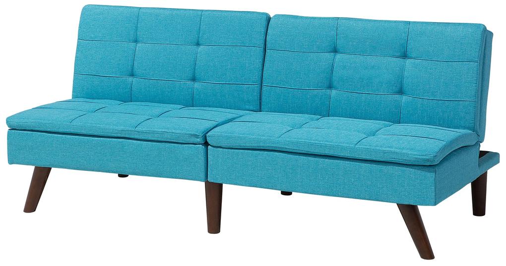 Sofá-cama de 3 lugares em tecido azul turquesa RONNE Beliani