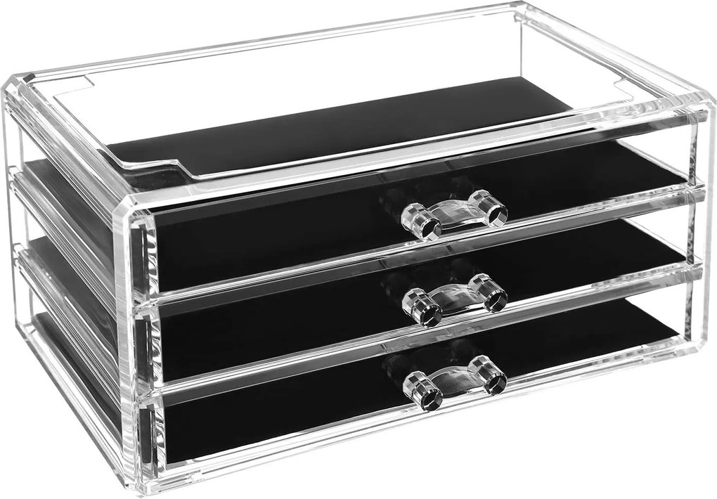 Organizador de maquilhagem com 5 gavetas 24 x 22 x 13,5 cm transparente