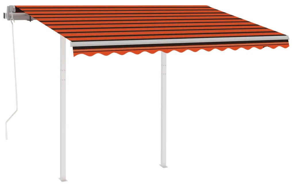 Toldo retrátil automático com postes 3,5x2,5 m laranja/castanho