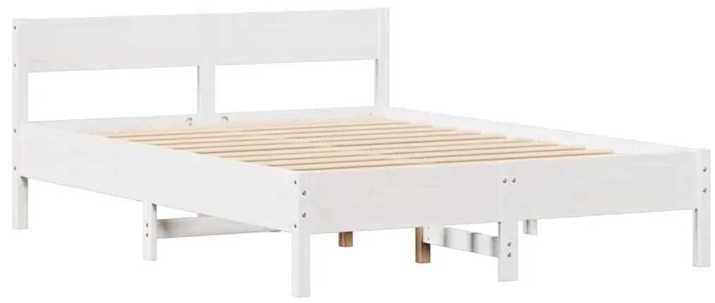 Cama sem colchão 120x200 cm madeira de pinho maciça branco