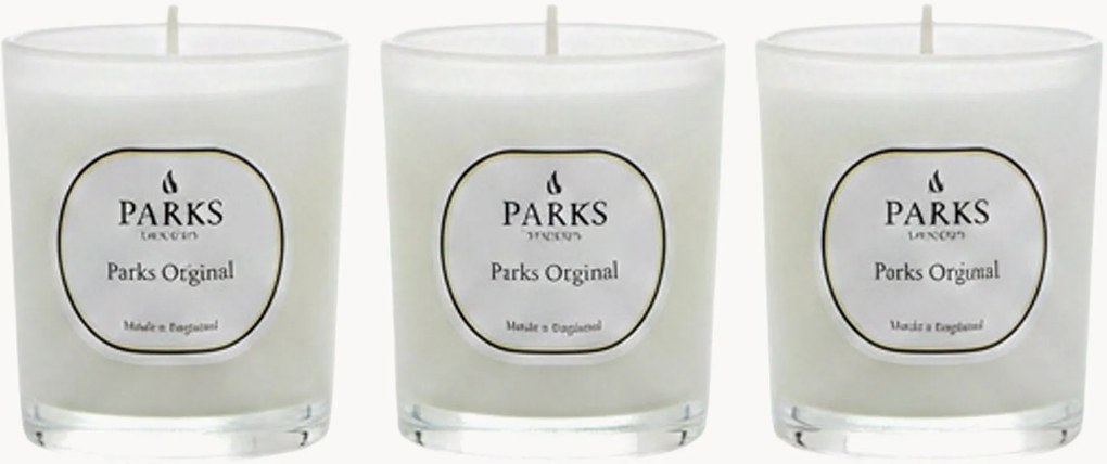 Velas perfumadas artesanais Parks Original (limão, lavanda, âmbar), conjunto de 3
