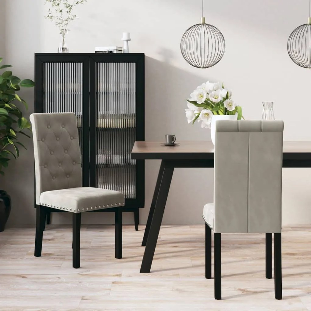 vidaXL Cadeiras de jantar 2 pcs veludo cinzento-claro