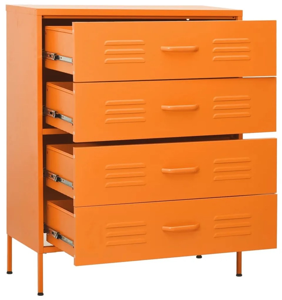 Cómoda/aparador com gavetas aço 80x35x101,5 cm laranja