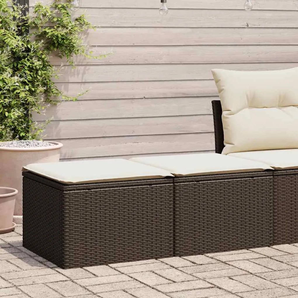 2 pcs conj. sofás jardim c/ almofadões vime PE/acácia castanho